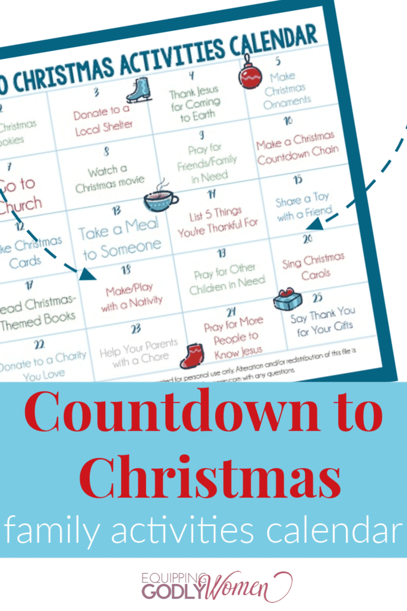 Countdown to Christmas Family Activities Calendar