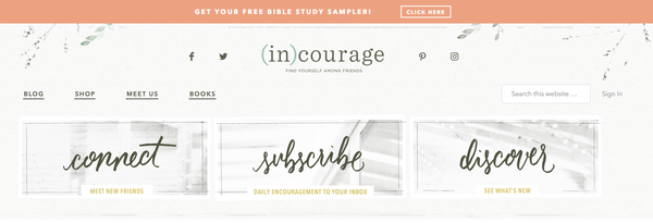 incourage website screenshot