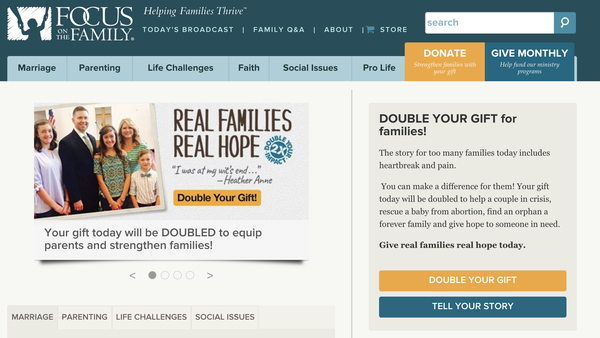 Focus on the Family website screenshot