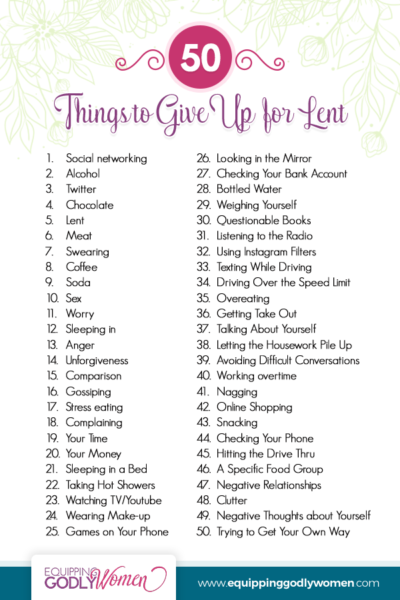 50 Things to Give Up for Lent