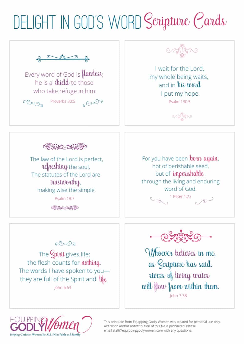Delight in God's Word Scripture Cards