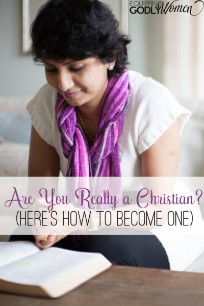 Christian woman learning how to become a Christian by reading the Bible.