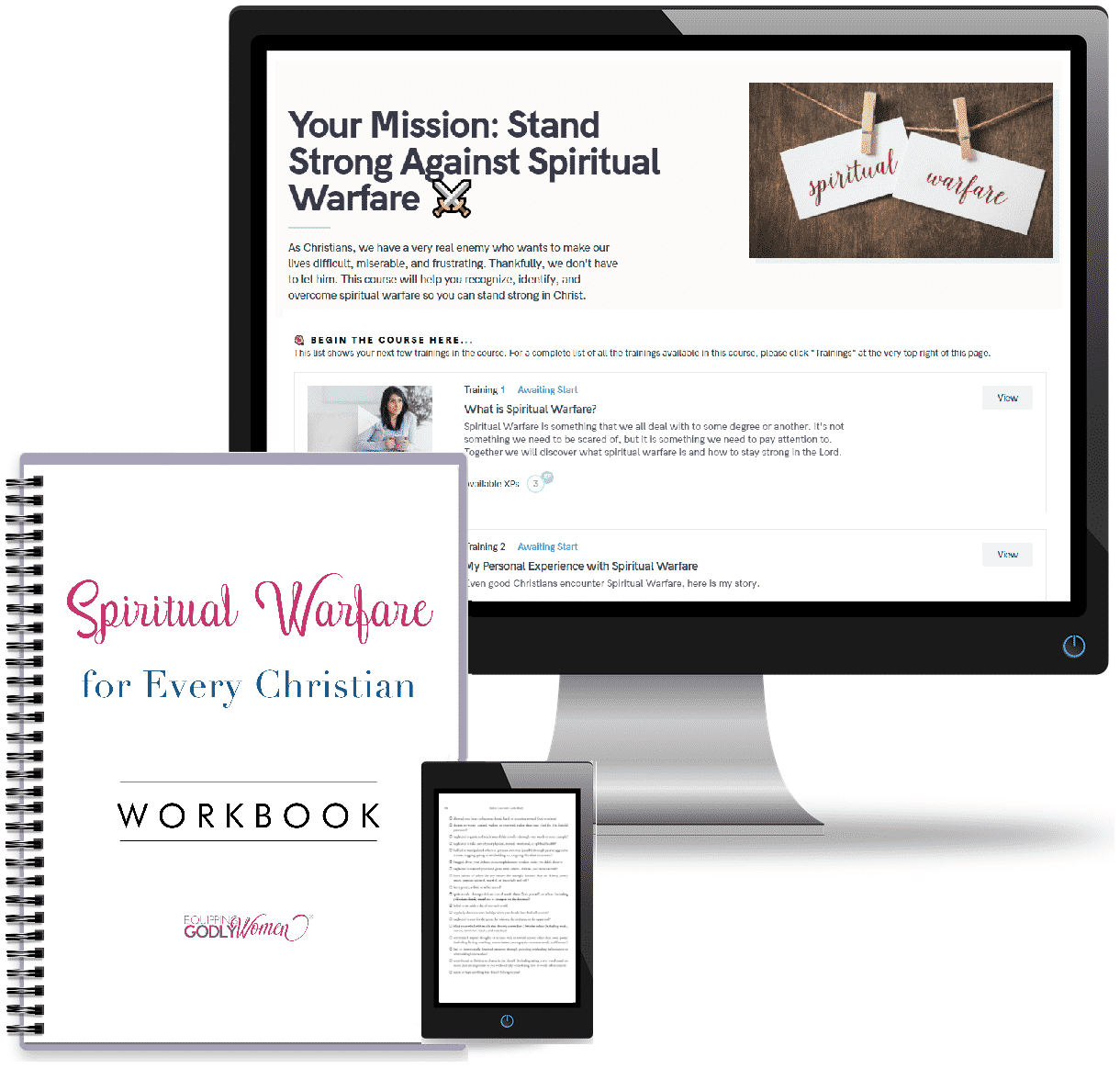 Spiritual Warfare for Every Christian Workbook and Shown on a Computer