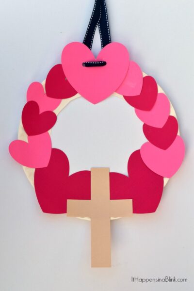Heart and Cross Valentine's Day Wreath