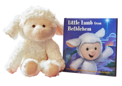 Little Lamb from Bethlehem book and stuffed lamb