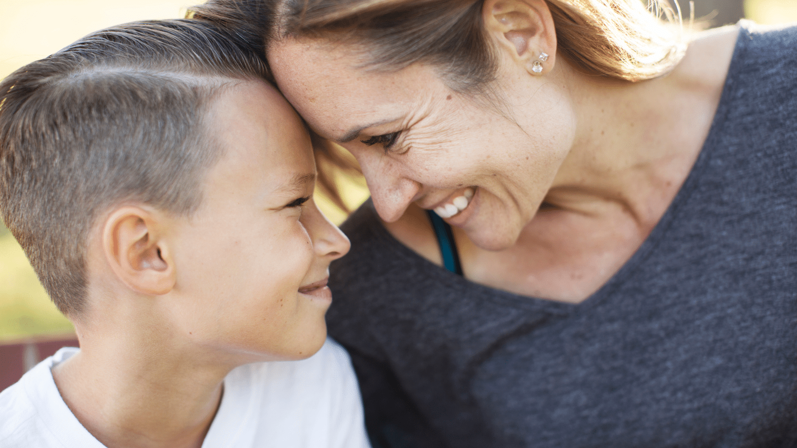 mother and son looking at each other