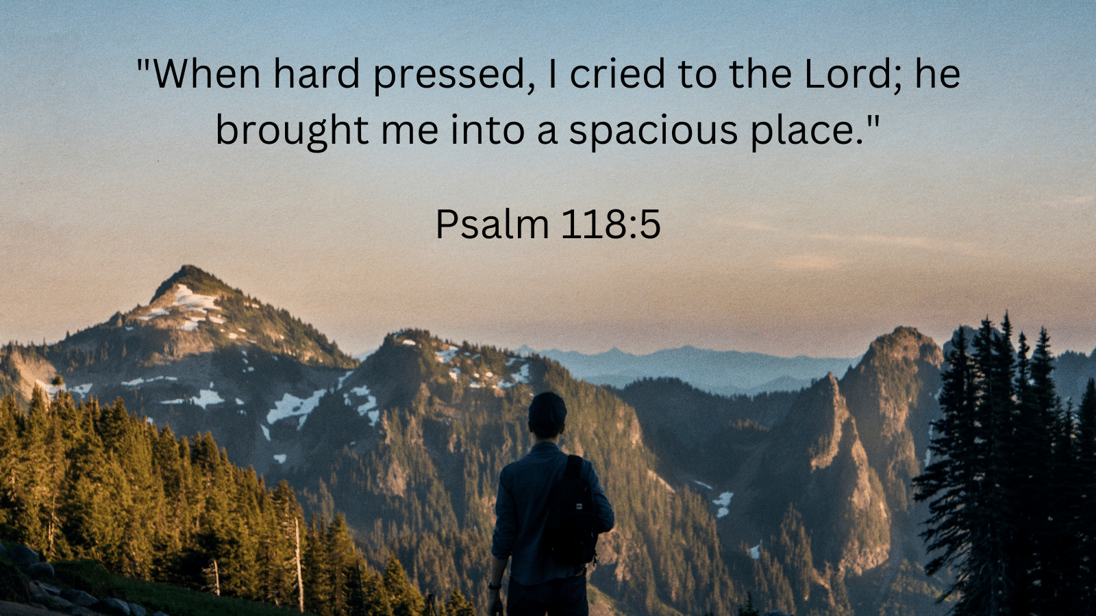 man on a mountain with Psalm 118:5