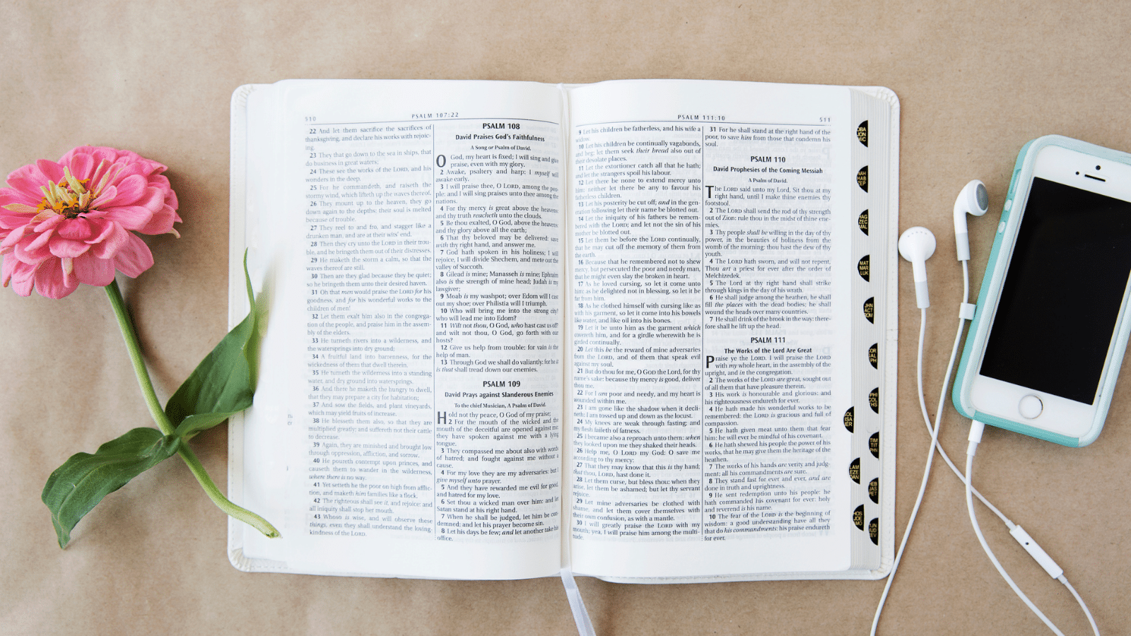 phone flower and Bible