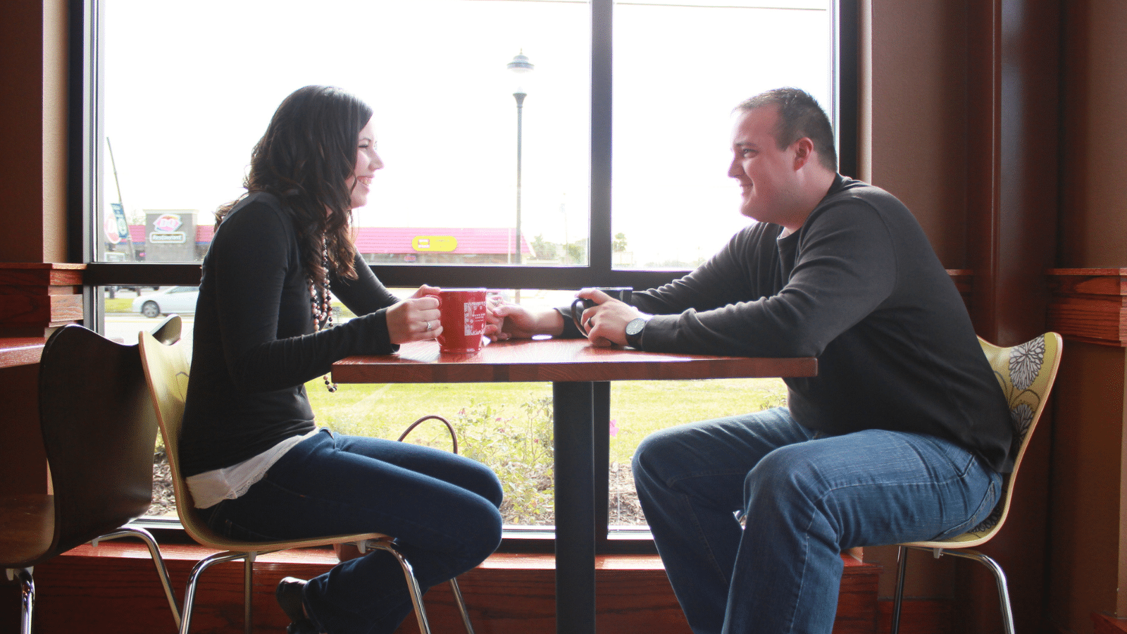 a couple having coffee together