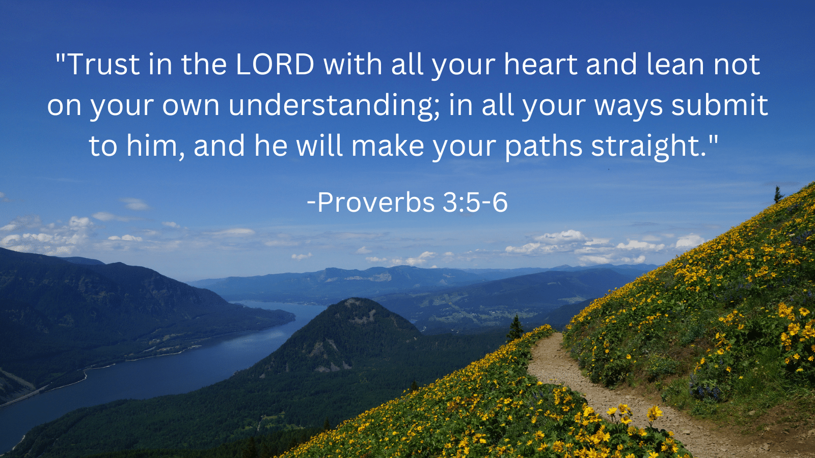 Hillside Outside and path with Proverbs 3:5-6