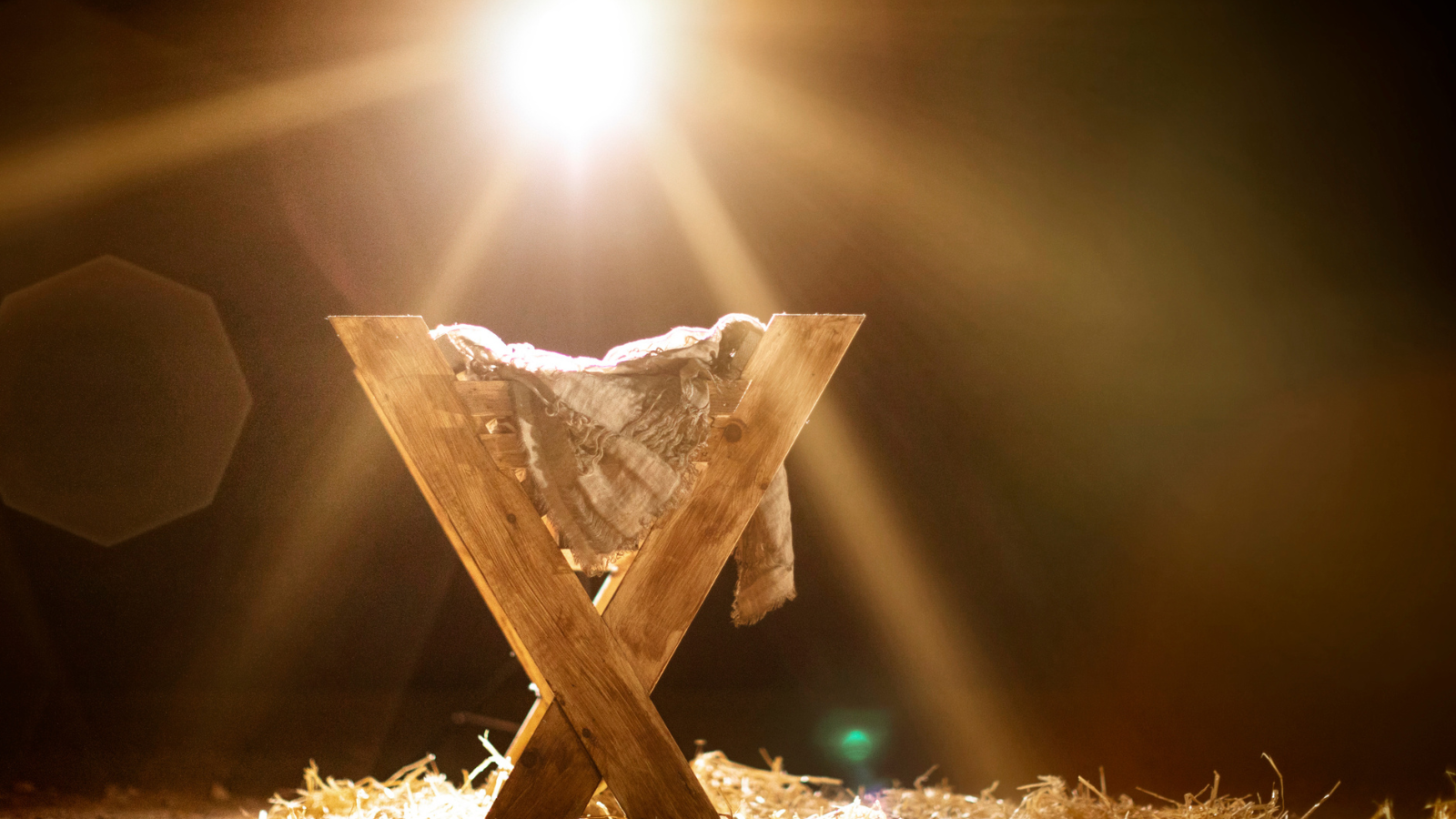Light shining on a manger
