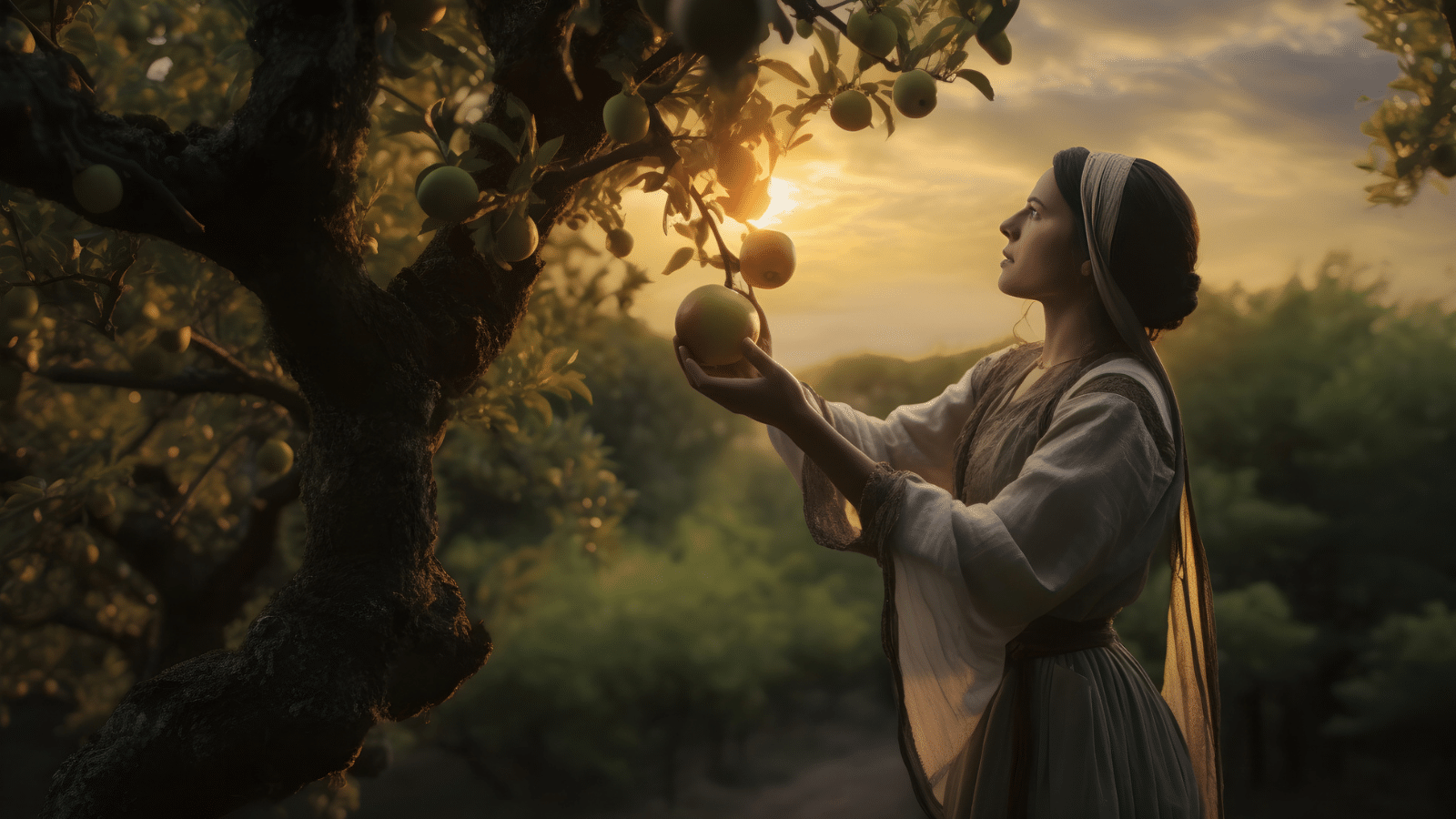 eve reaching for an apple 2