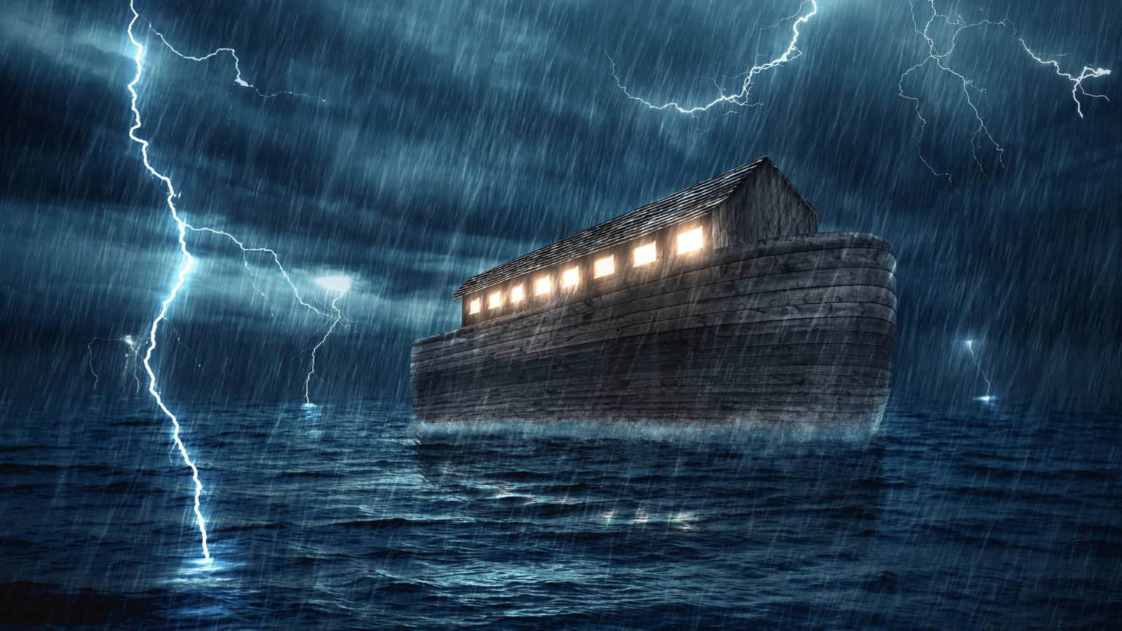 noah's ark in a rainstorm