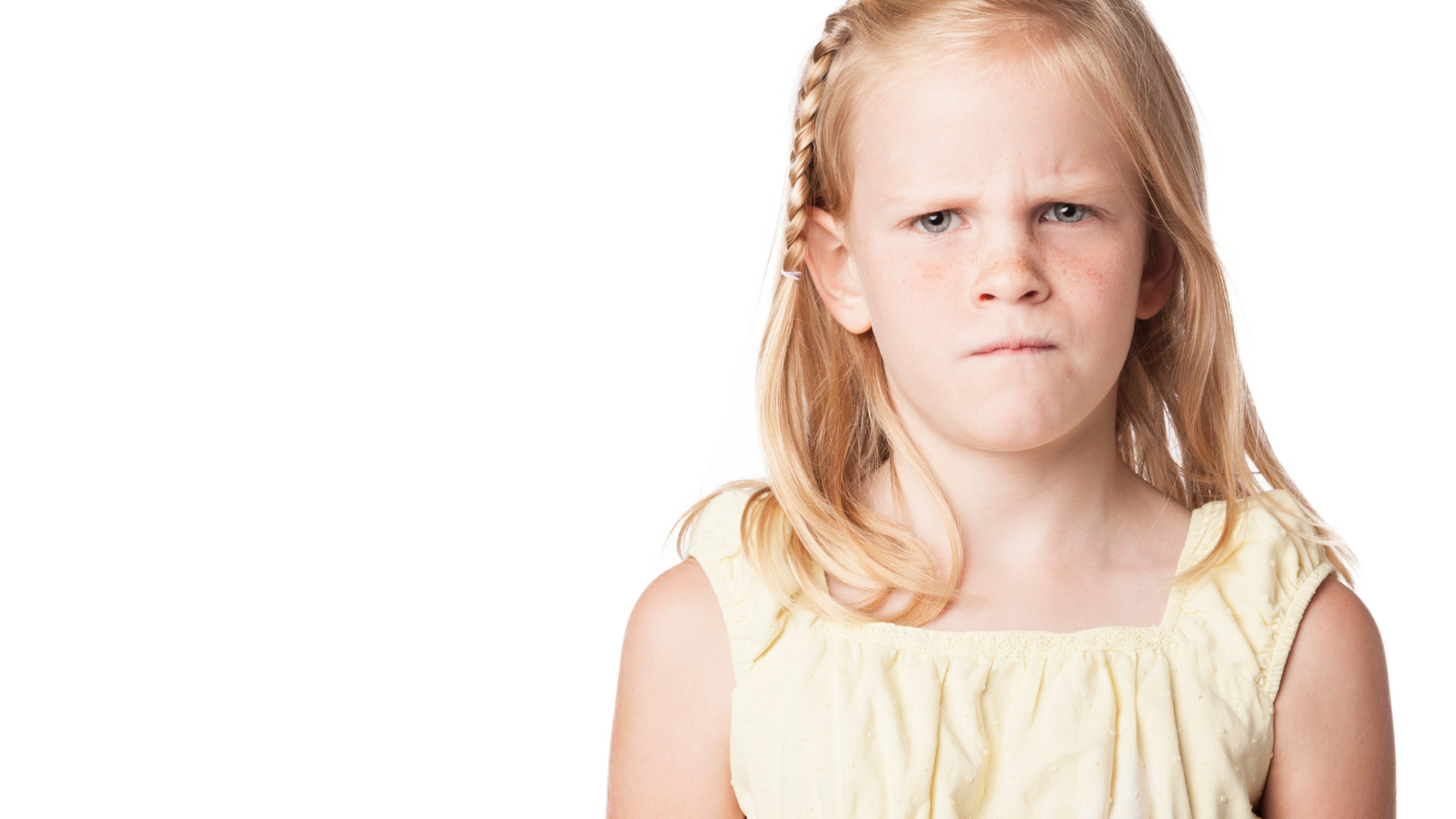 young girl with angry expression