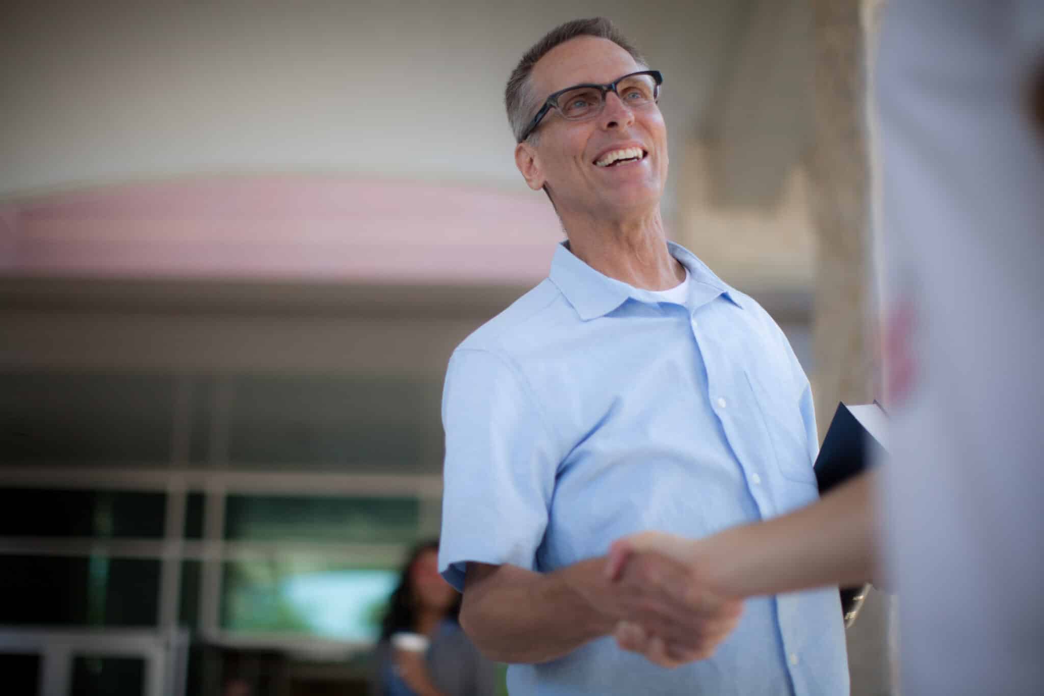 smiling man at church