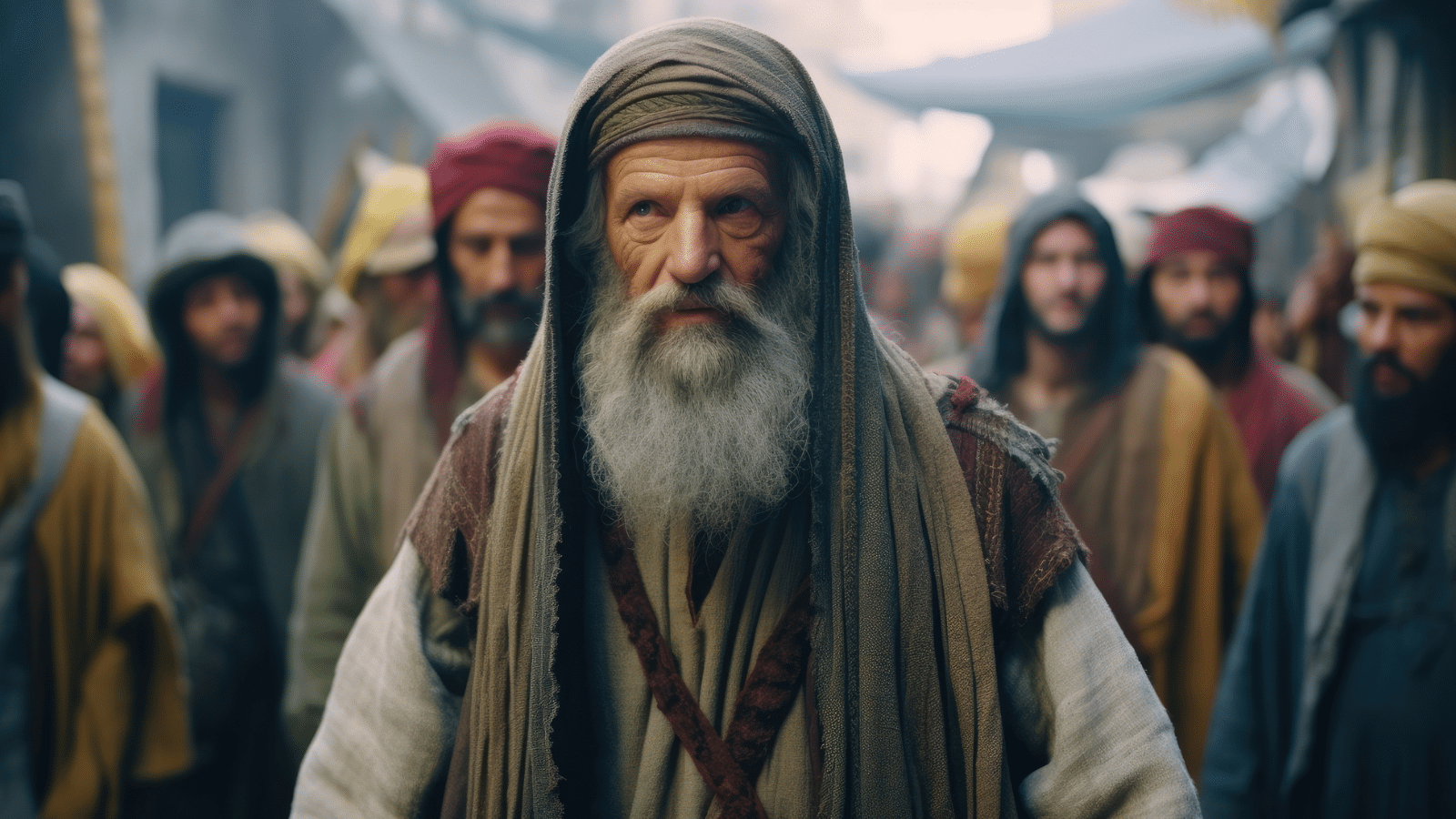 An older man with a beard wearing a head covering.