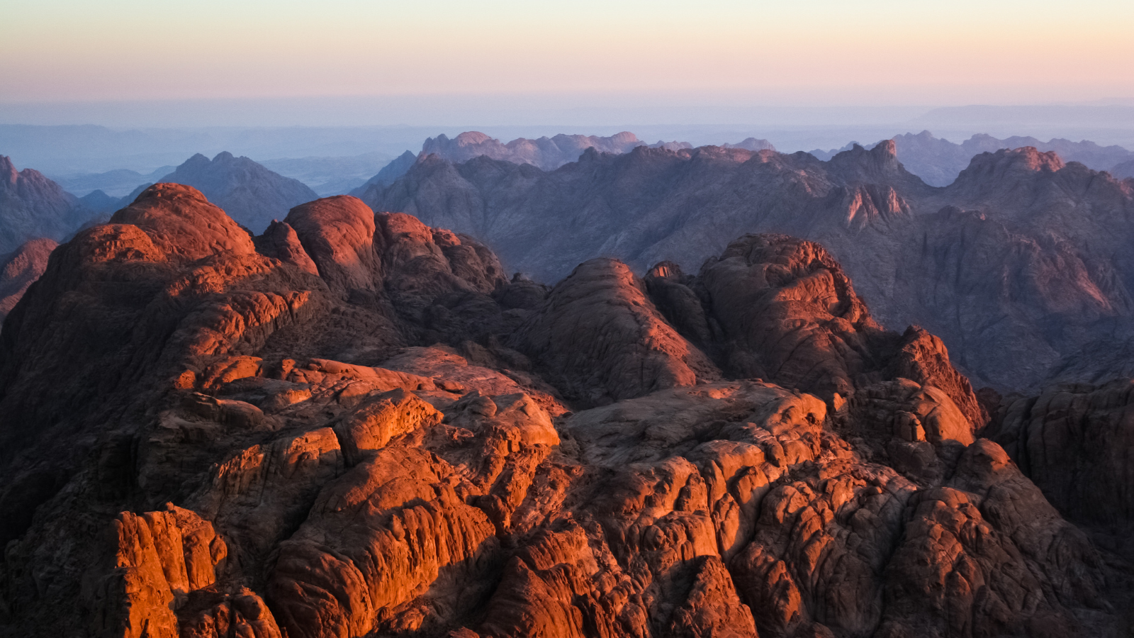 A view of the top of Mount Sinai in Egypt.