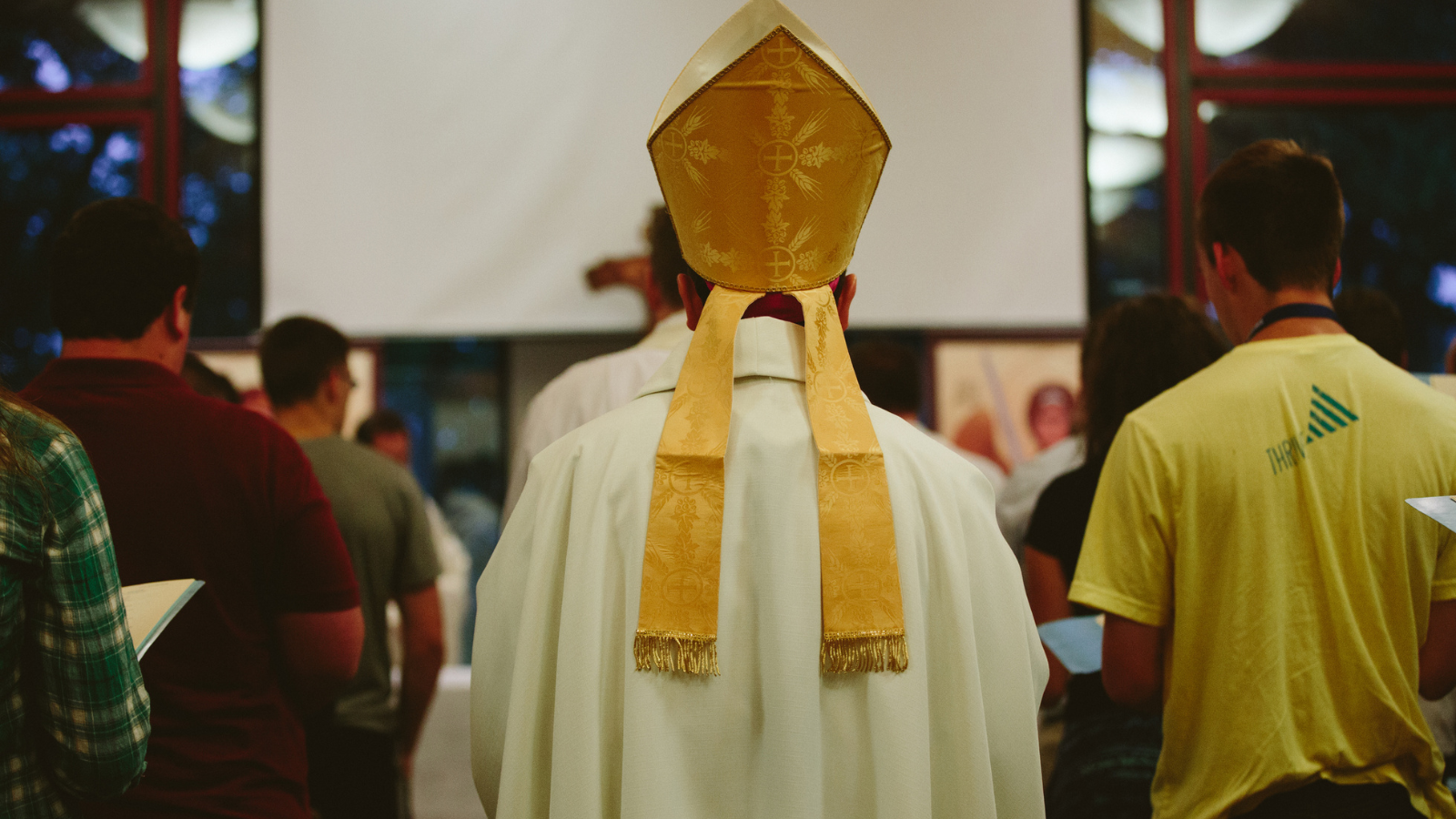 The back of a catholic bishop.