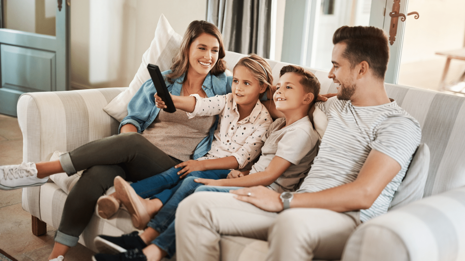 family watching TV