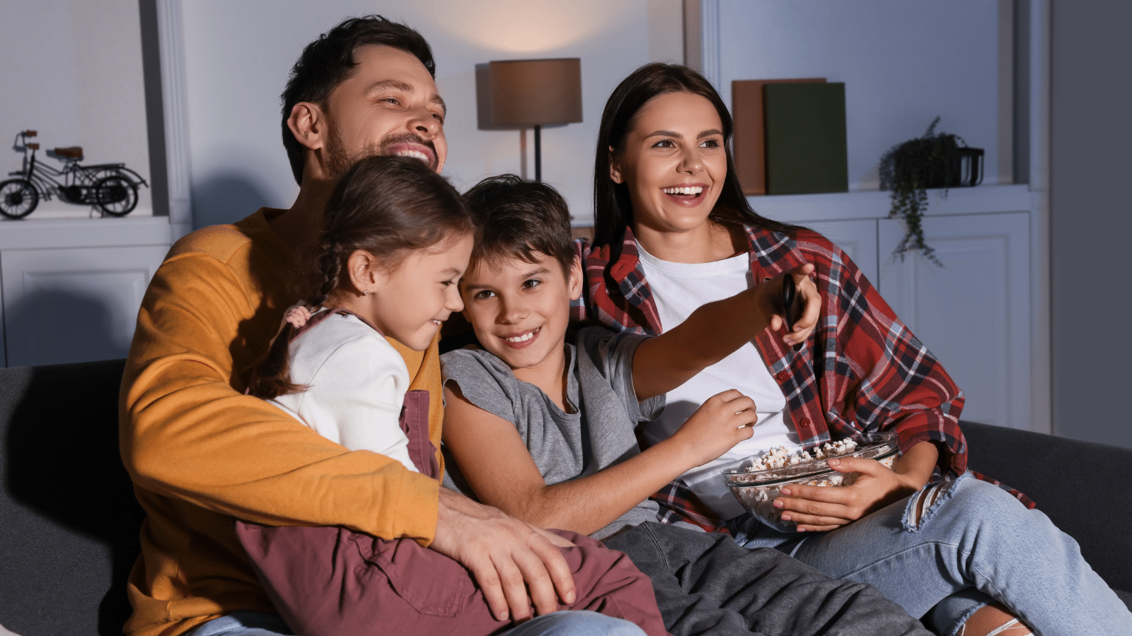 family watching TV