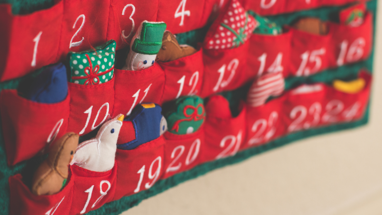 An advent calendar with little toys in the pockets.