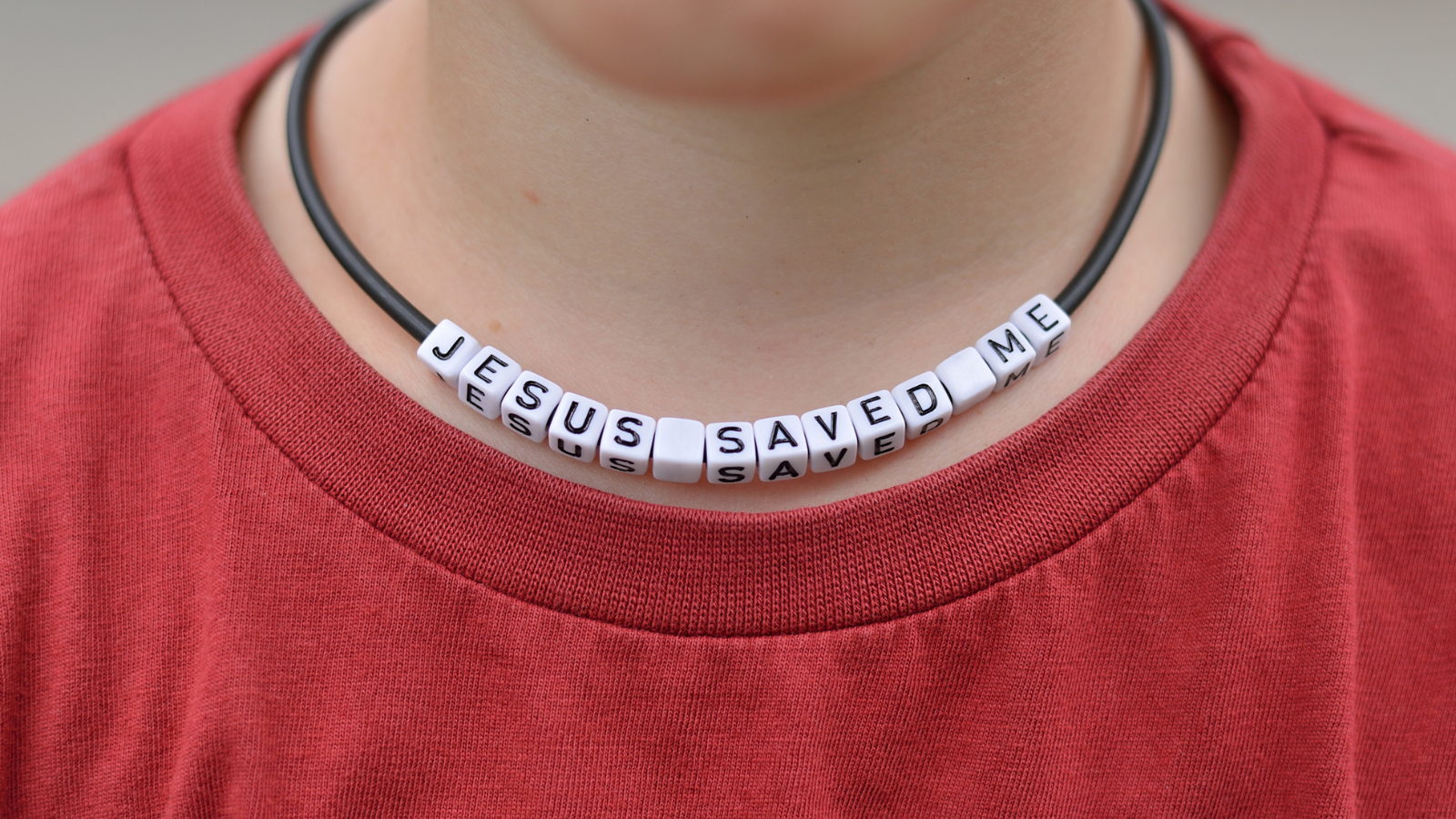 Boy with Jesus Saved Me necklace