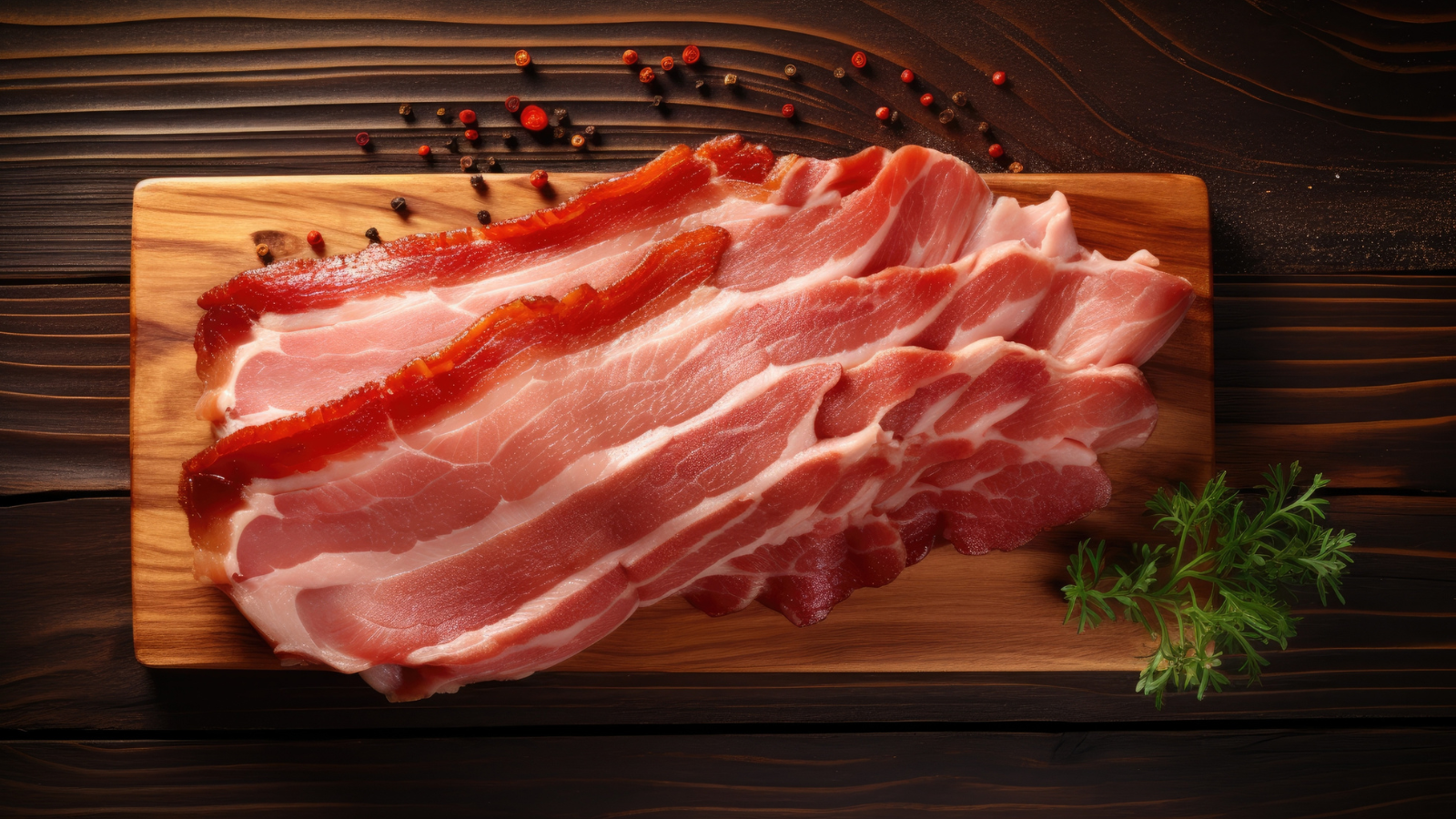 Bacon on a wooden board