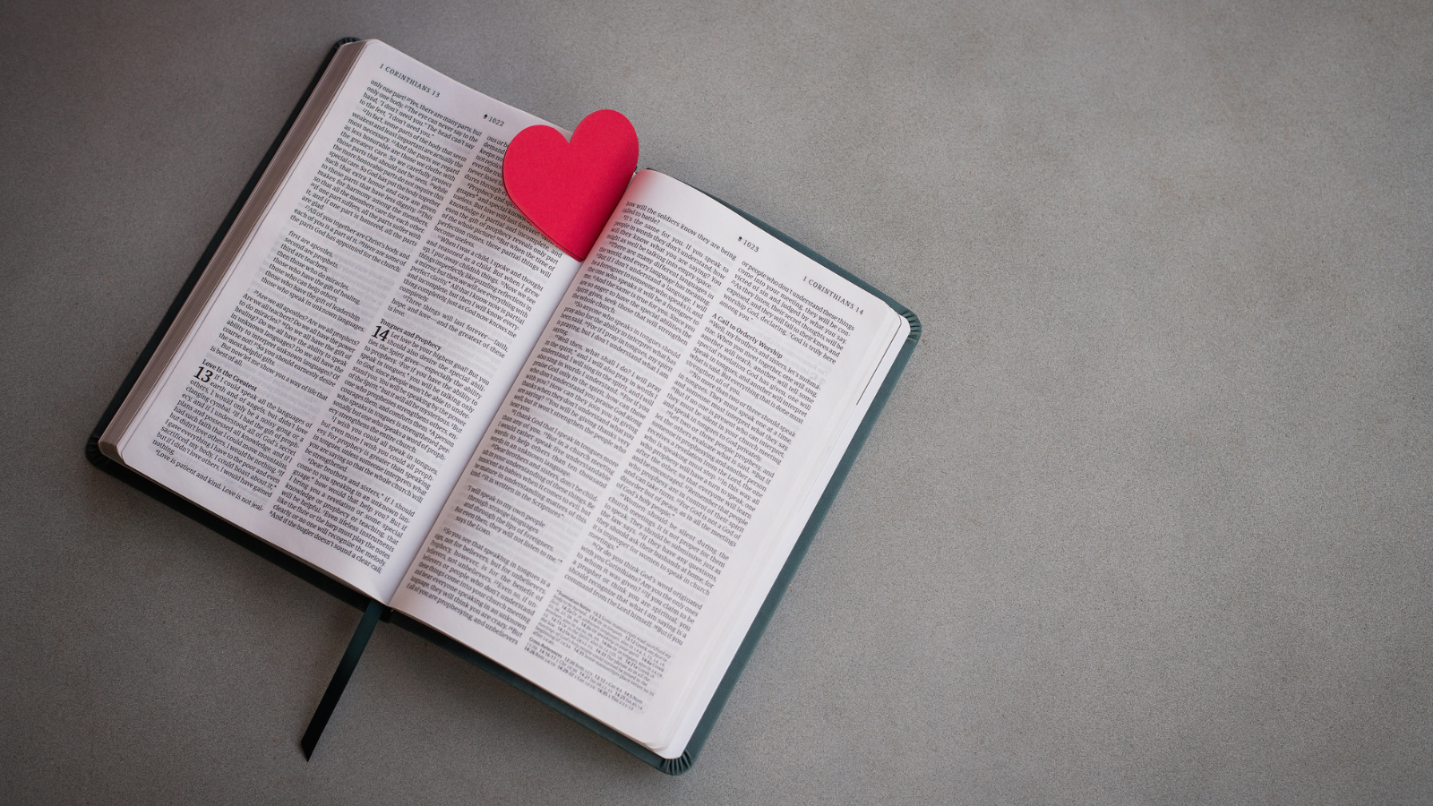 Bible with a red heart
