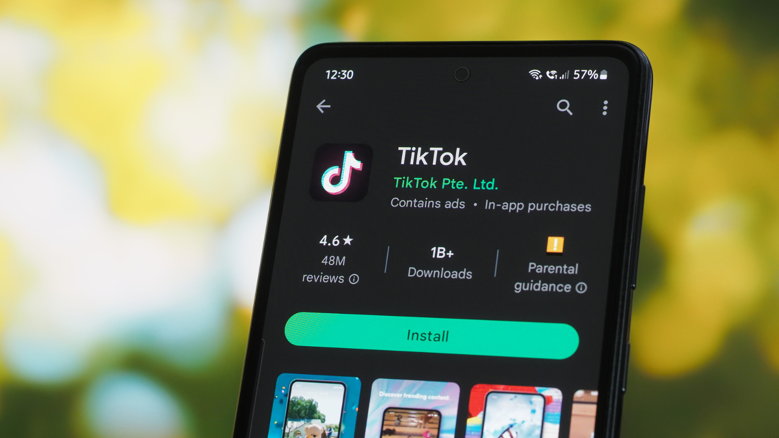 Phone with TikTok app open