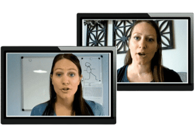 Two tablets with videos of Brittany, Equipping Godly Women
