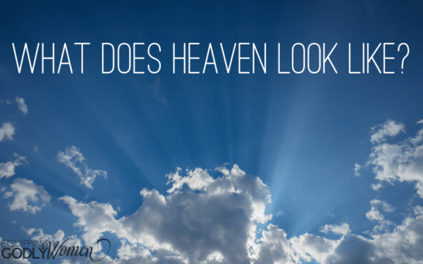 What Does Heaven Look Like words on blue cloud background