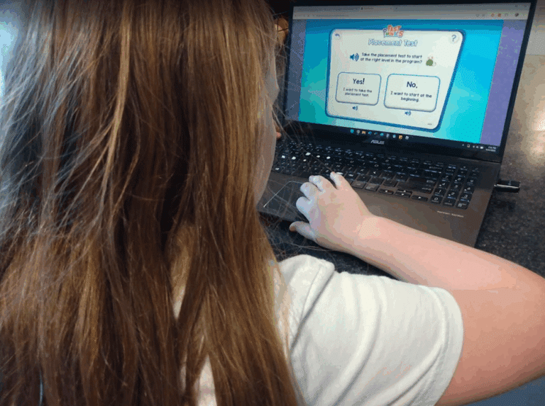Girl reviewing Reading Eggs