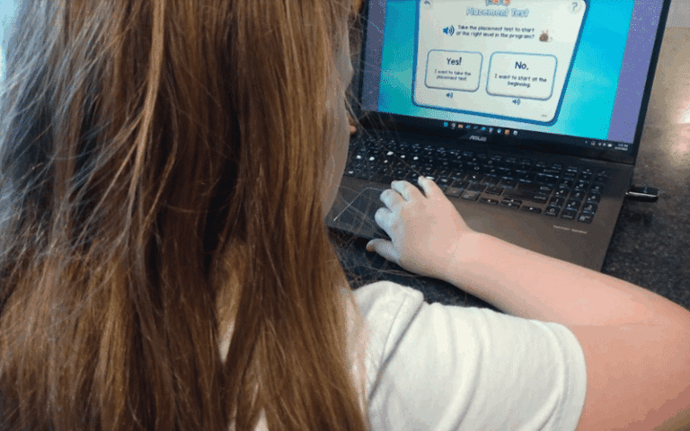 Girl reviewing Reading Eggs