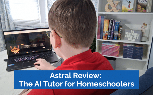 Boy sitting at computer reviewing Astral Homeschool Tutor