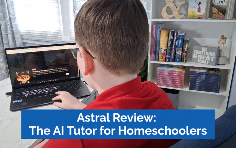 Boy sitting at computer reviewing Astral Homeschool Tutor